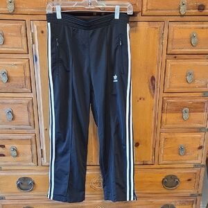 adidas Black Track Pants with White Side Stripes